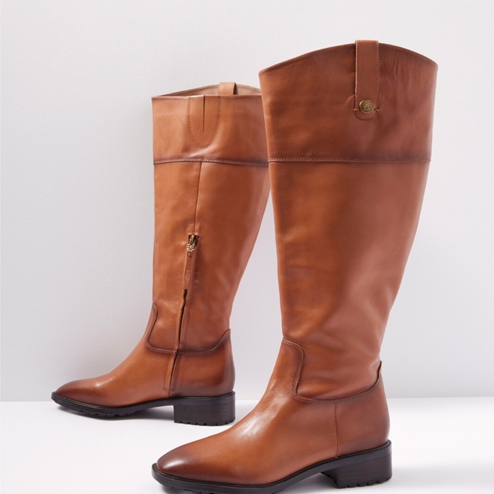 NWOB Sam Edelman Drina Brown Leather Burnished Tall Boho Riding Boots